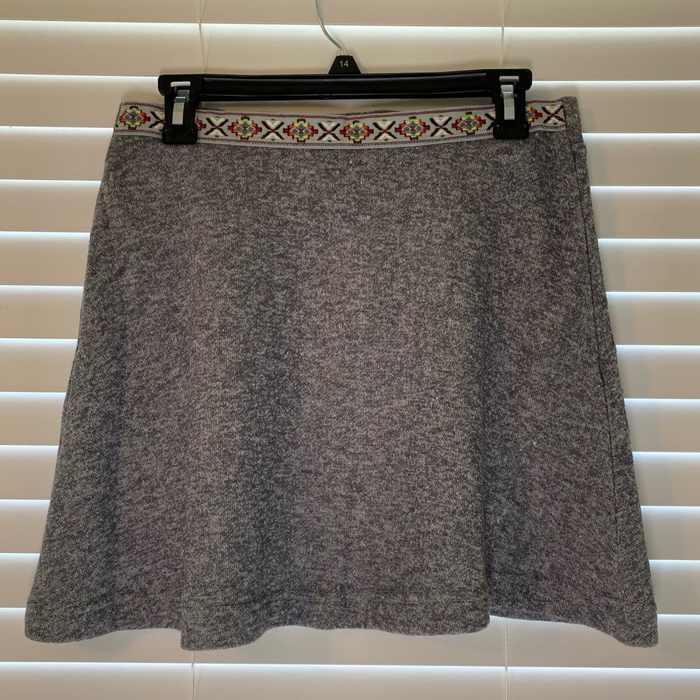 Grey Skirt with Patterned Waist